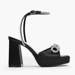 Dream Pairs Black Platform Heels with Rhinestone Embellishment